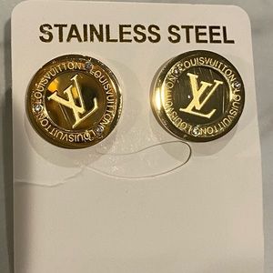 Gold & Rhinestone LV earring COPIES